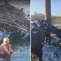 На Водохреща нацгвардійці силою витягли з води українця, який сидів в ополонці 10 хвилин (відео)
